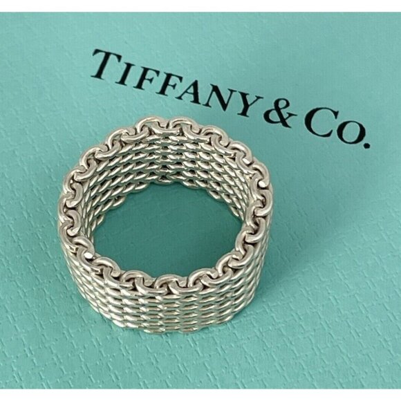 Size 6 Tiffany Somerset Ring Mesh Basket Weave in Sterling...